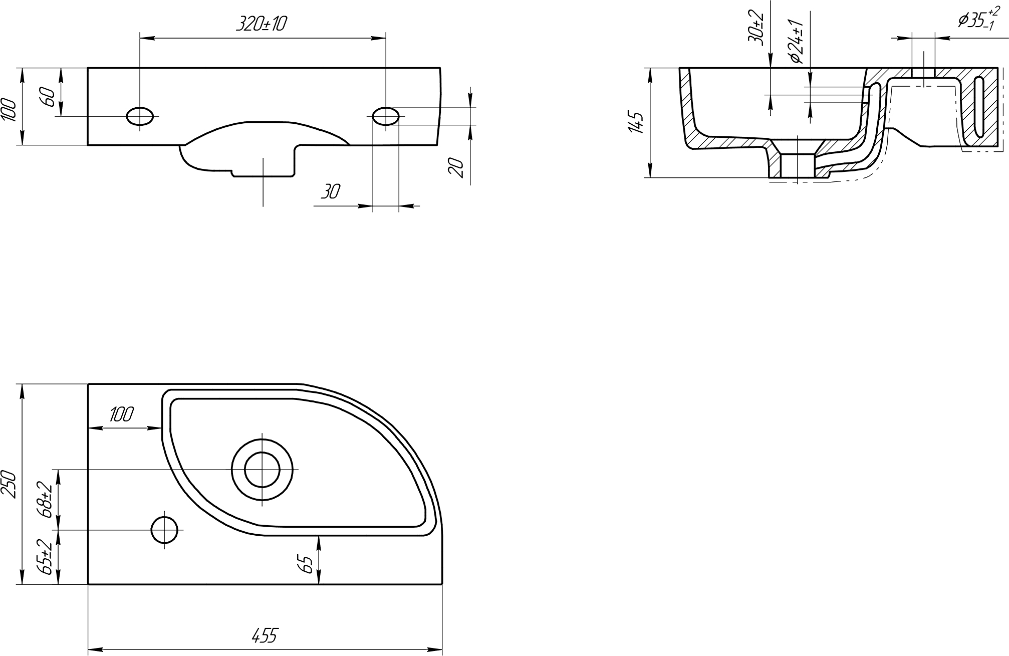 Рукомойник Cersanit Cameo 45 правый S-UM-CAM45/1-w - 2