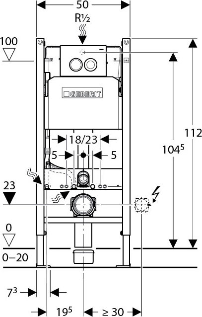 Комплект Система инсталляции для унитазов Geberit Duofix Delta 458.124.21.1 3 в 1 с кнопкой смыва + Крышка-сиденье Jacob Delafon Patio E70021 с микролифтом  - 9