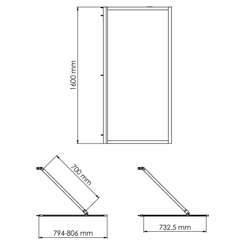 Abens 20W01-80 Matt black Fixed Стеклянная шторка 20W01-80MB - 2