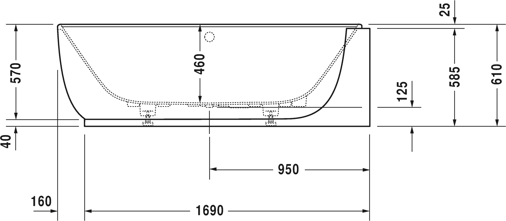 Ванна из искусственного камня Duravit Luv 185x95 R 700432000000000 - 2