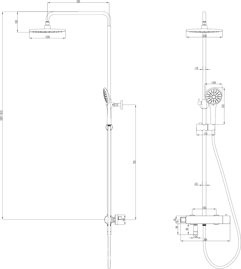 Душевая стойка Lemark Bronx c термостатом, черная LM3772BL - 6