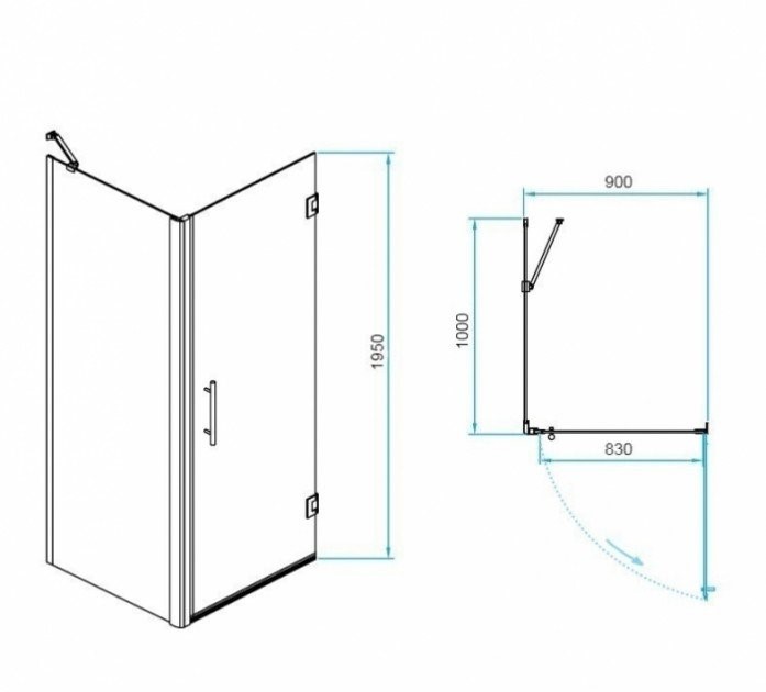 Душевой уголок RGW Passage PA-36-1B 90x100 профиль черный стекло прозрачное 410836190-014 - 2