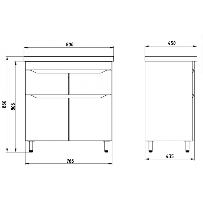 Тумба под раковину АСБ-Мебель Бари 9606 80-2.2 напольная белый - 3