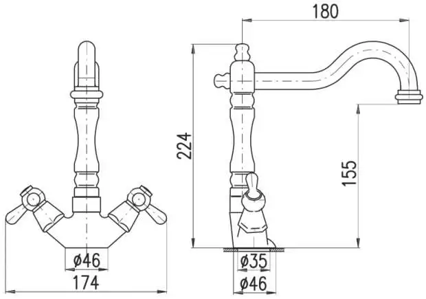 Смеситель для кухни Rav Slezak Morava бронза MK520.5/8SM - 2