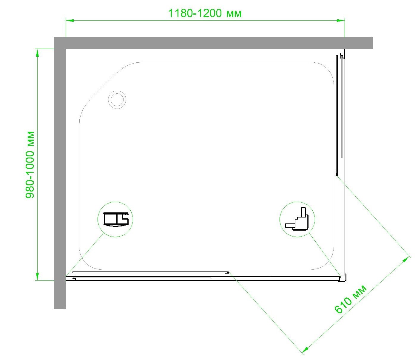 Душевой уголок Royal Bath HPD 120x100 профиль черный стекло матовое RB1120HPD-C-BL - 3