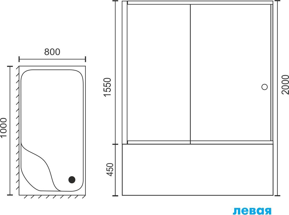 Душевой уголок Royal Bath BP 100х80 L с поддоном профиль белый стекло прозрачное RB 8100BP-T-L - 6