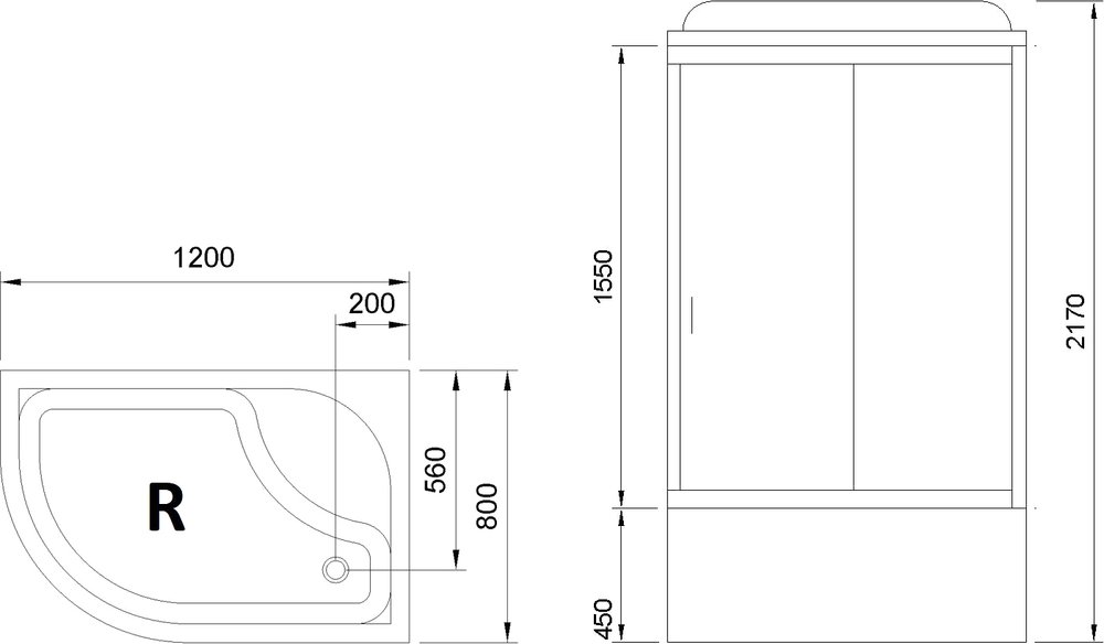 Душевая кабина Royal Bath 120х80 правая хром стекло матовое RB8120BK5-WC-CH-R - 4