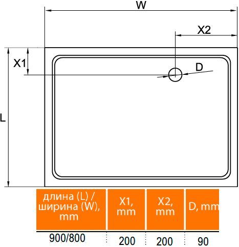 Поддон для душа Cezares SMC AH 90x80 см TRAY-M-AH-90/80-35-W - 5