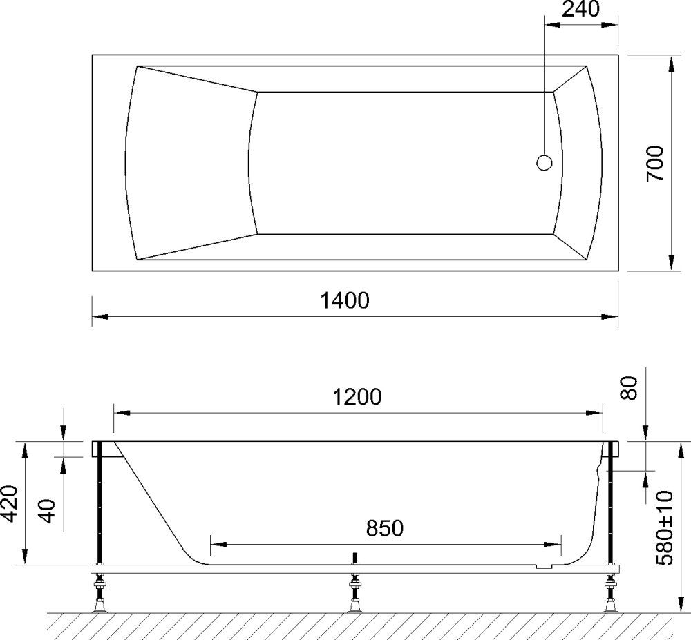 Акриловая ванна Royal bath Vienna 140x70 см  RB 953200 - 1