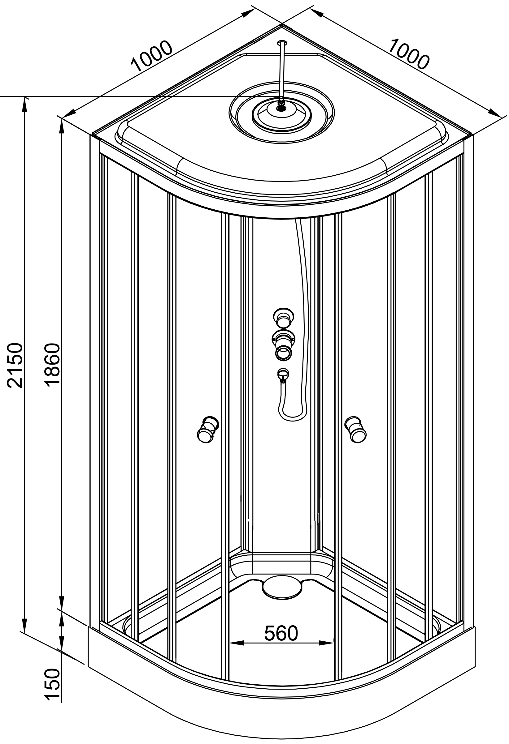 Душевая кабина Deto L 901 с гидромассажем L901GM - 11