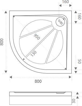 Поддон для душа Good Door Эклипс 80x80 с ножками и экраном ЛП00012 - 3