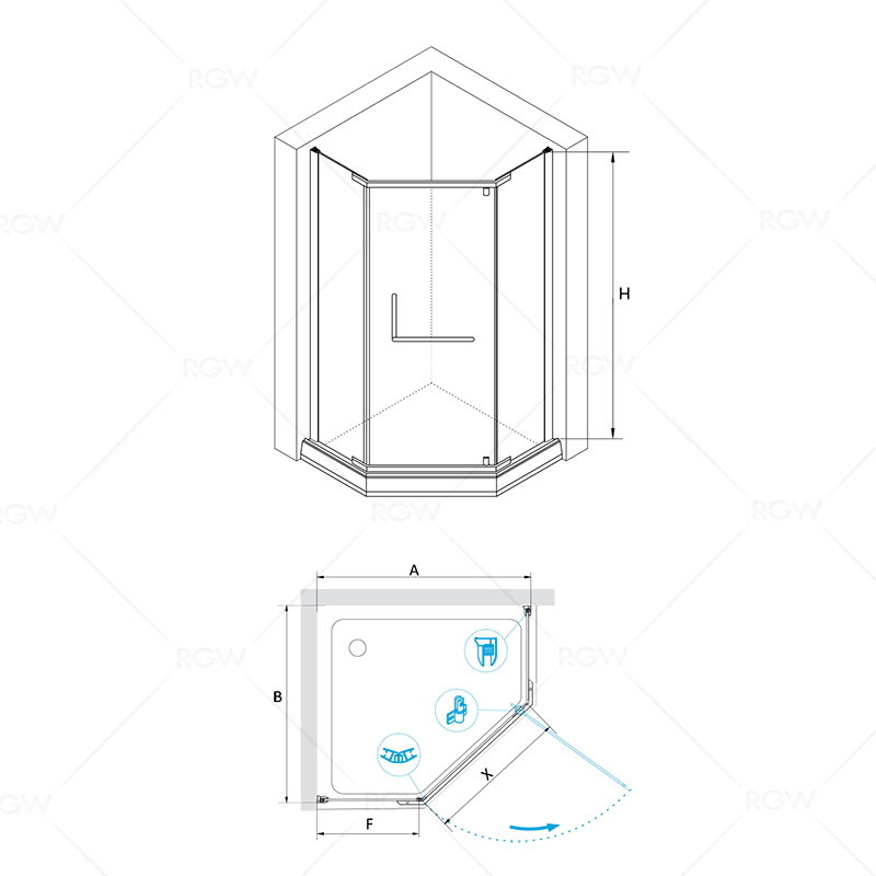 Душевой уголок RGW HO-081B 350608100-14 - 2