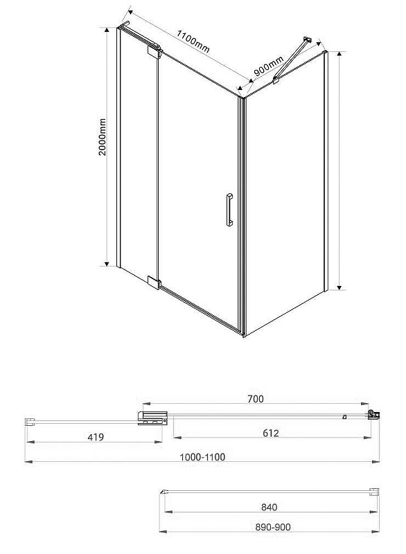 Душевой уголок Vincea Extra 110х90 черный стекло тонированное VSR-1E101190CGB - 1