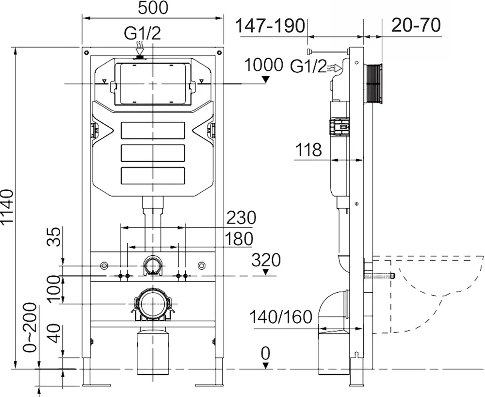 Система инсталляции для унитазов Ceramica Nova Envision с кнопкой Flat белой матовой CN1002W - 3