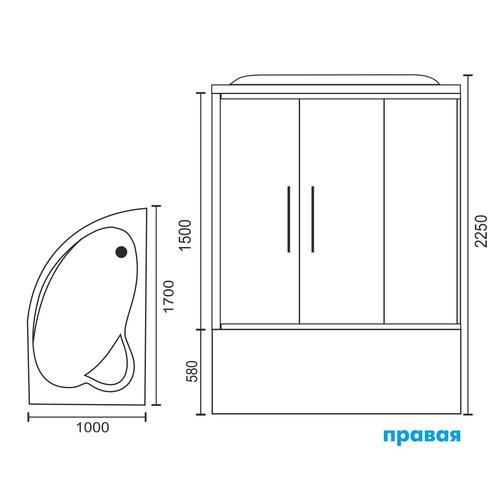 Душевой бокс Royal Bath 170x100 R профиль белый стекло прозрачное RB170ALP-T-R - 8