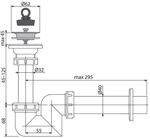 Сифон для раковины AlcaPlast  (A412) A412-DN40 - 1