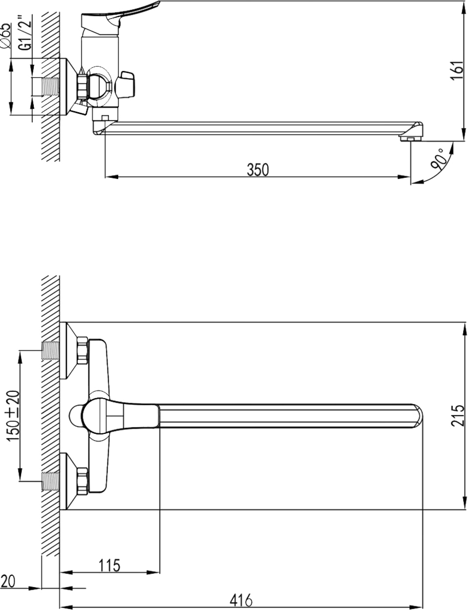 Смеситель Milardo Amplex AMPSB02M10 универсальный - 2