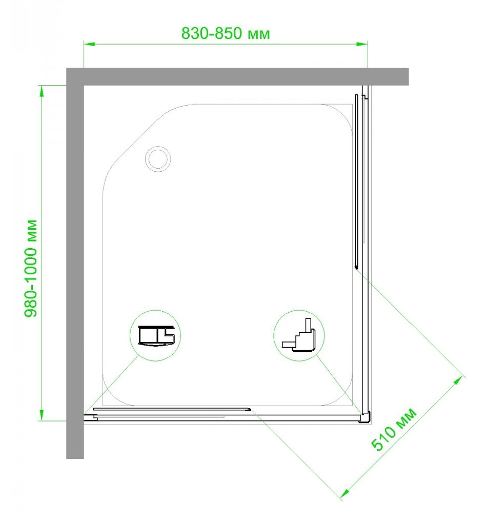 Душевой уголок Royal Bath HPD 85x100 профиль черный стекло прозрачное RB1085HPD-T-BL - 4