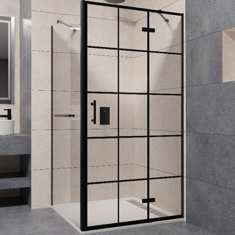 Душевой уголок RGW Passage PA-77-1B R 90x90 профиль черный стекло прозрачное 410877199-084R - 0