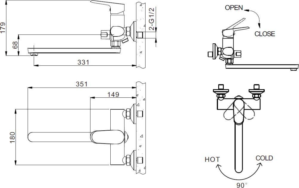 Смеситель Bravat Pure F6105161C-01A универсальный - 1