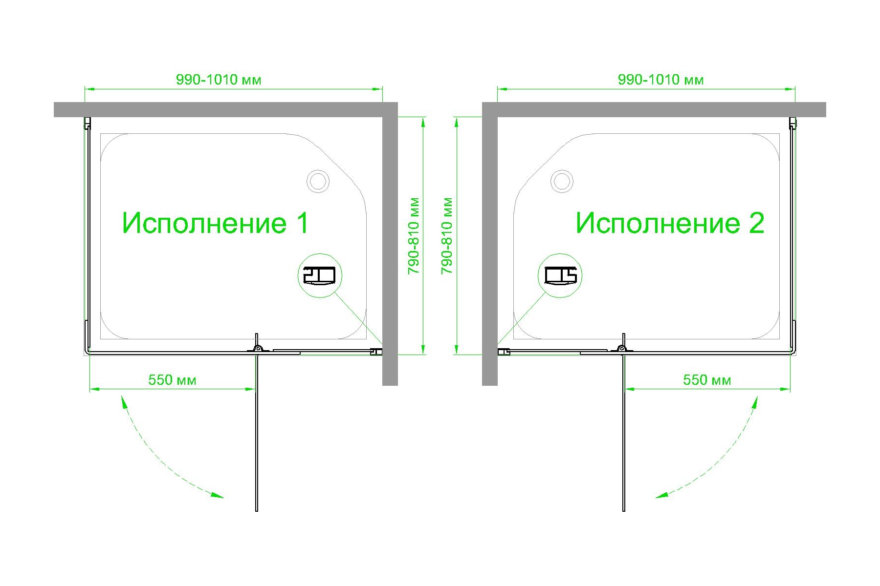 Душевой уголок Royal Bath HPVD 80х100 профиль черный стекло матовое RB1080HPVD-C-BL - 3