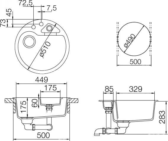 Мойка  Classic 50  Cristalite эверест 700621 - 1