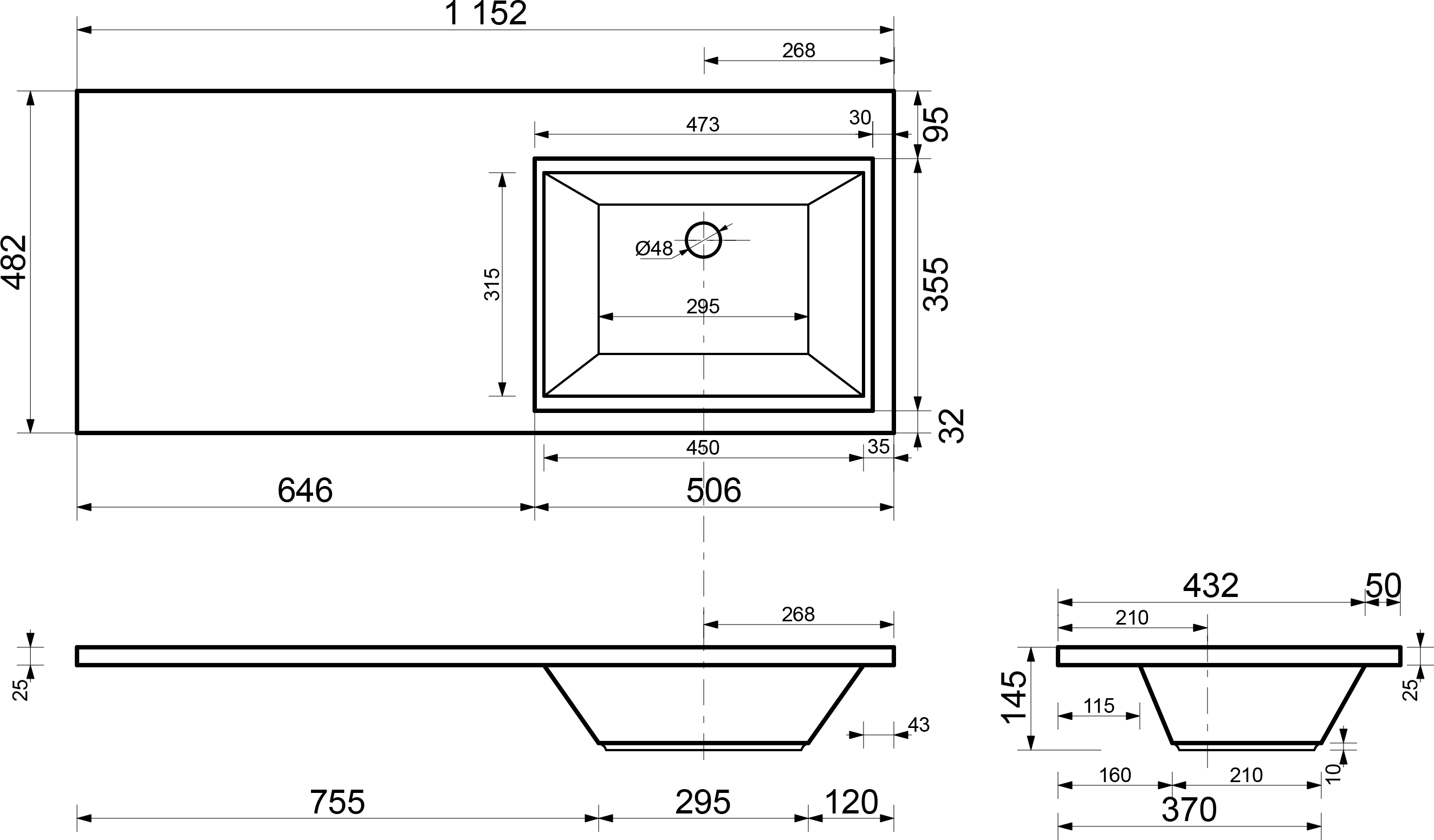 Мебельная раковина Эстет Даллас 1150 R ФР-00001937 - 4