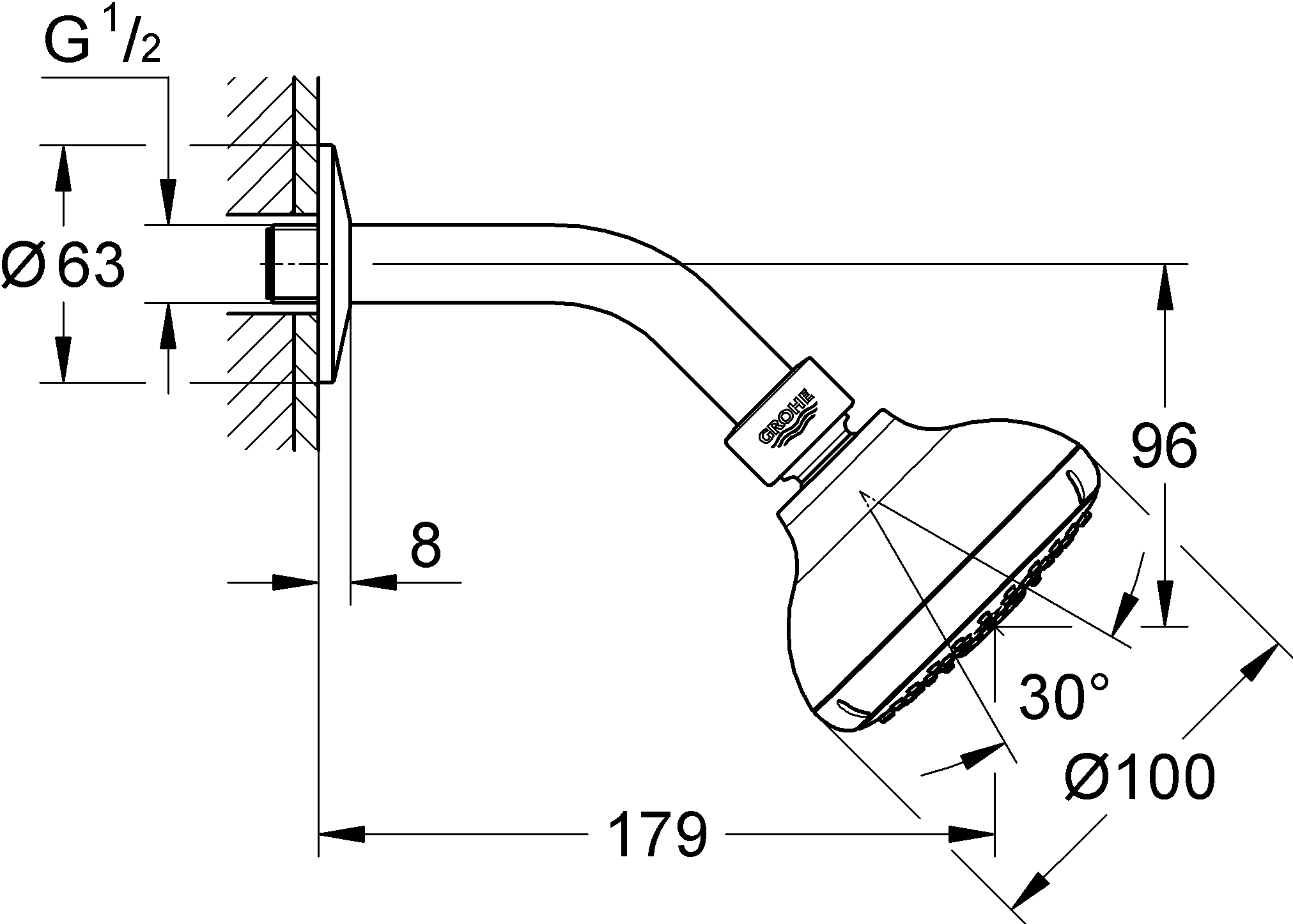 Верхний душ Grohe Tempesta New 27870001 - 2