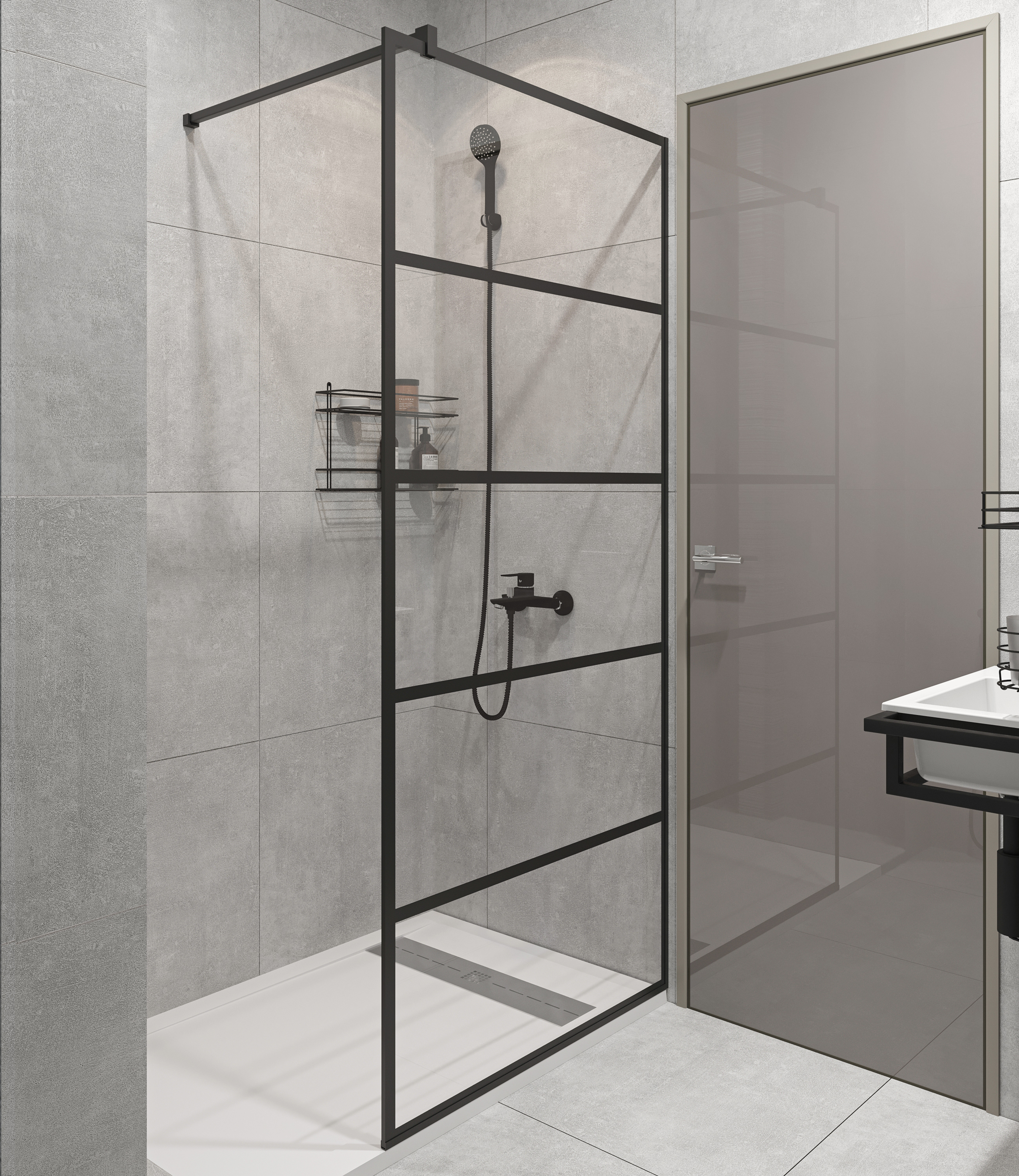 Душевая перегородка STWORKI Кронборг LOFT-GW-100х220 100 см, профиль черный матовый - 2