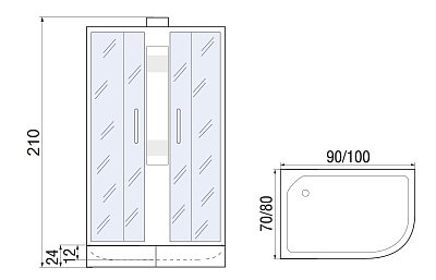 Душевая кабина с поддоном River Nara 90/70/24 MT L  10000008788 - 4