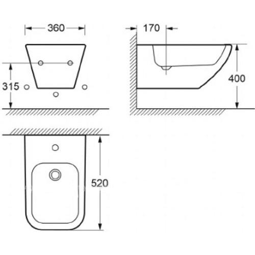 Биде подвесное Cezares Liverpool белый, глянцевый  CZR-5842-BH - 3