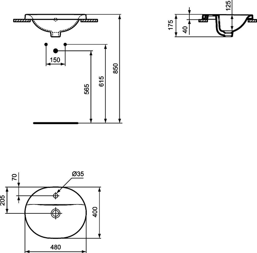 Раковина встраиваемая Ideal Standard Connect 48 белый E503801 - 1