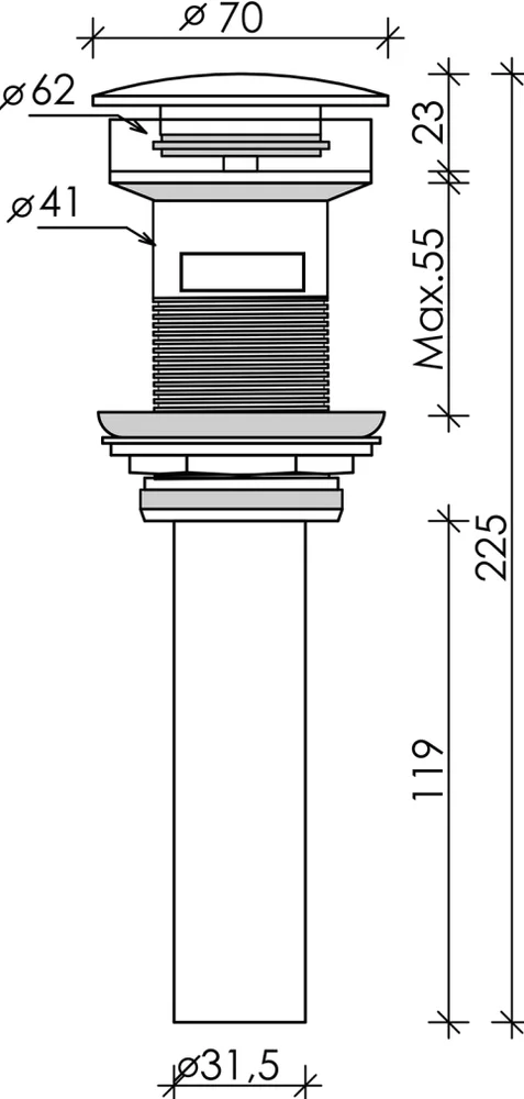 Донный клапан для раковины Ceramica Nova Element с переливом хром CN2000CHX - 1