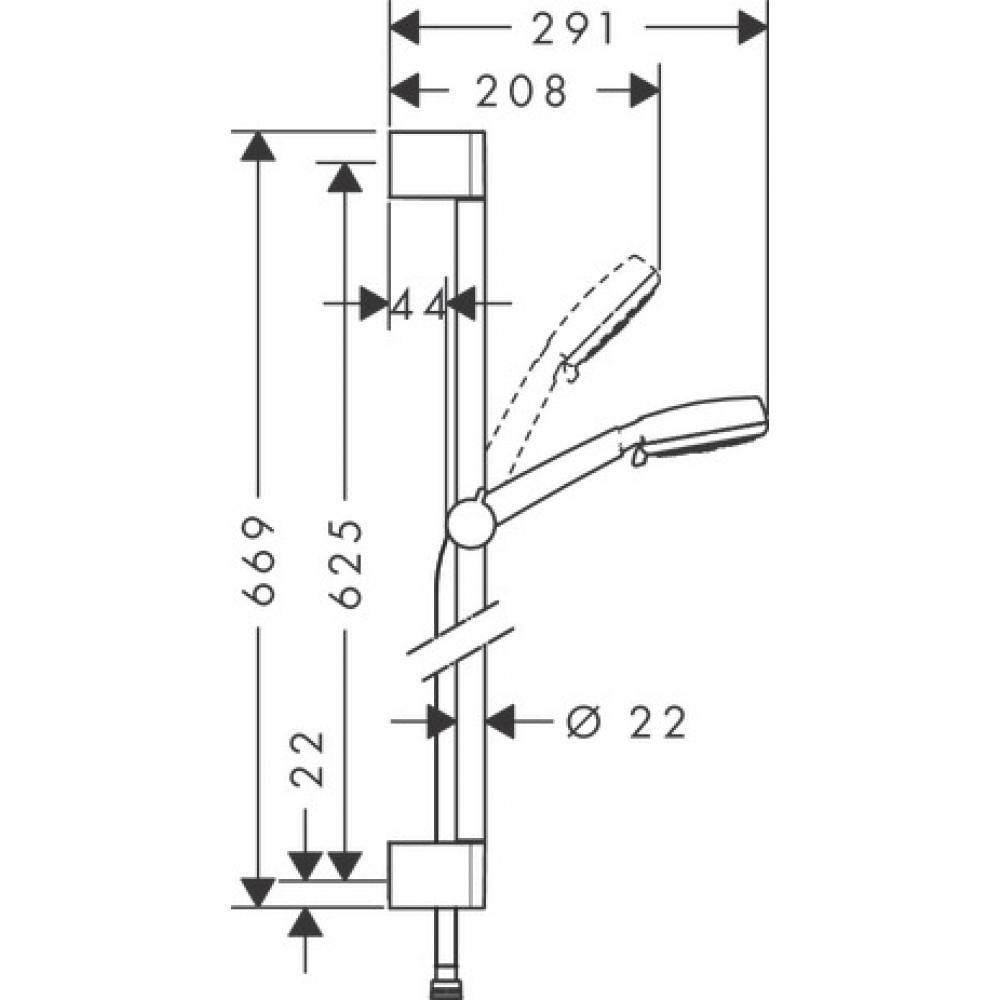 Душевой набор 9 л/мин 0,65м Hansgrohe Crometta 100 Vario EcoSmart 26654400, белый/хром - 1