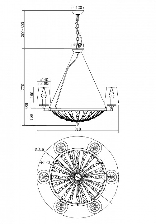 Подвесная люстра Maytoni Pantheon H021PL-06CH - 3