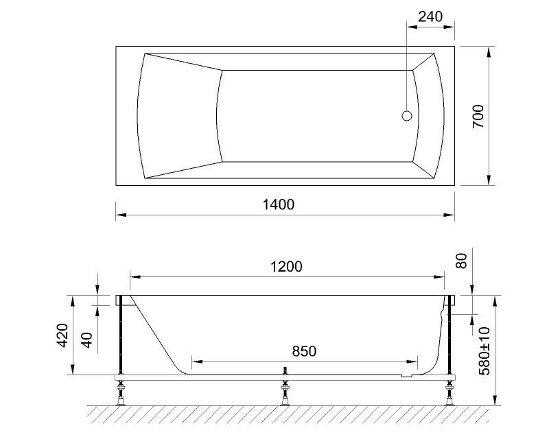 Ванна акриловая Royal Bath Vienna Standart 140x70 с гидромассажем белый RB953200ST - 1