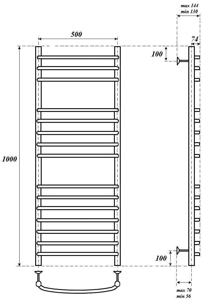 Полотенцесушитель электрический Point Альфа 50х100 хром PN05150SE - 1