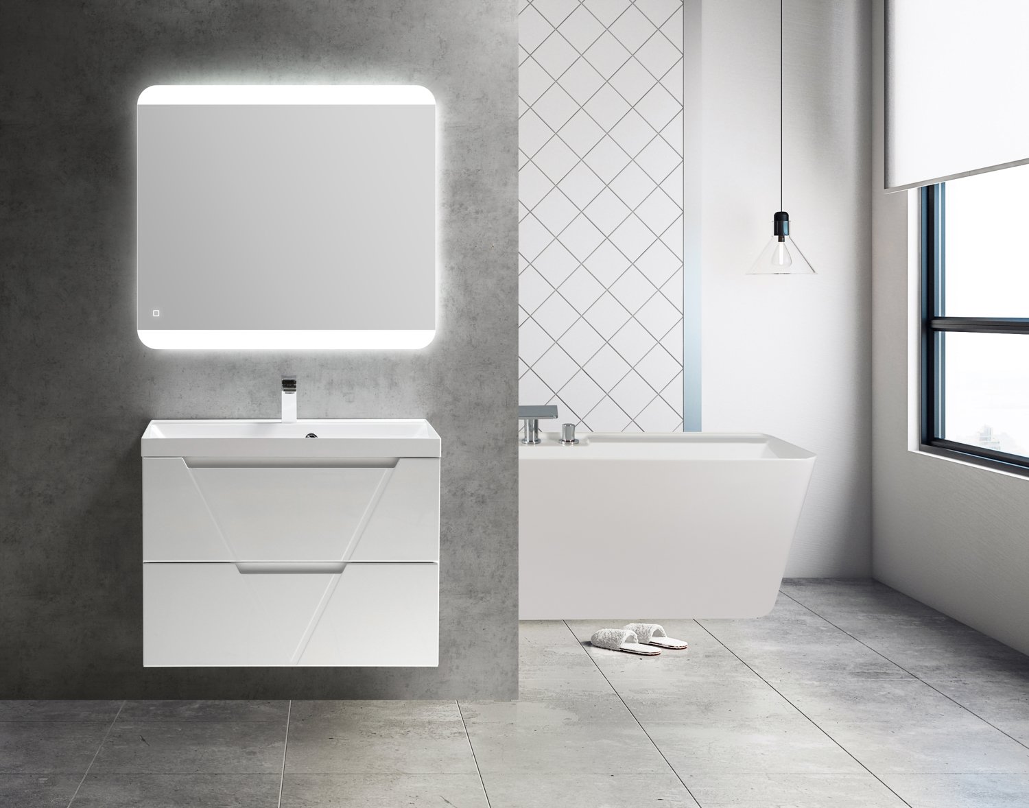 Тумба с раковиной BelBagno Vittoria 80 белый матовый - 14