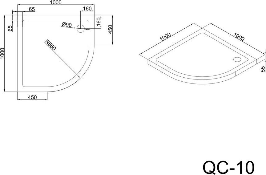 Поддон для душа Black&White Stellar Wind QC-10 10QC000 - 3