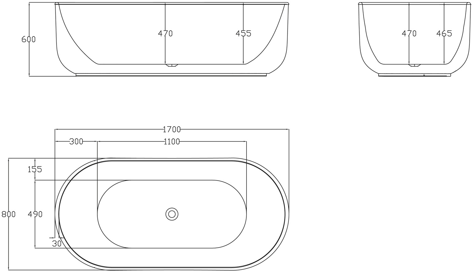 Акриловая ванна BelBagno BB401-1700-800 - 4