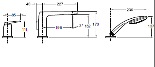 Смеситель Jacob Delafon Avid E97360-CP на борт ванны - 2