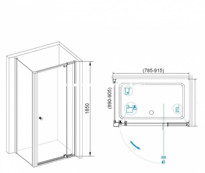 Душевой уголок RGW Passage PA-44-1B 80х90 профиль черный стекло прозрачное 410844189-014 - 2