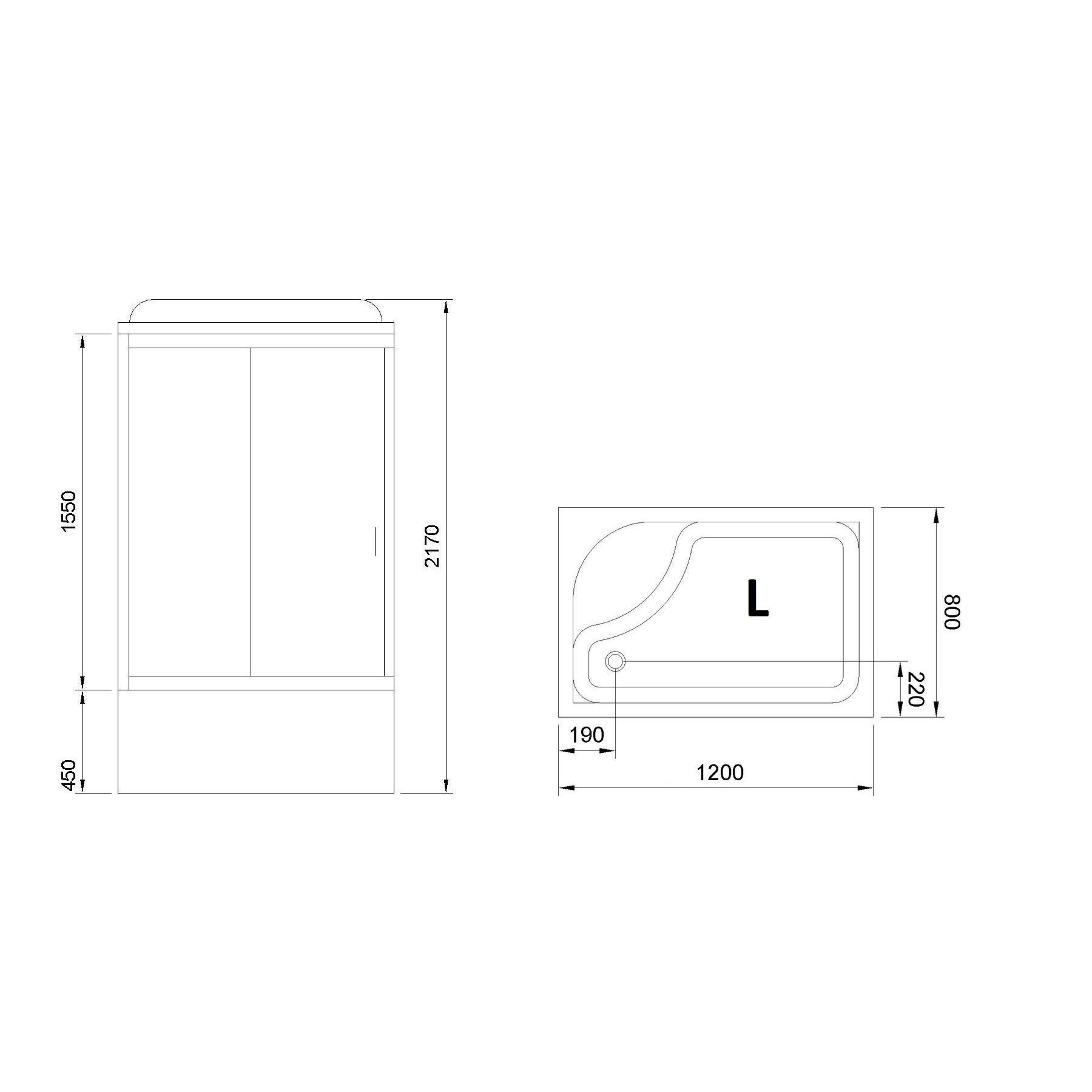 Душевая кабина Royal Bath 120х80 L профиль хром стекло матовое с гидромассажем RB8120BP3-WC-CH-L - 5