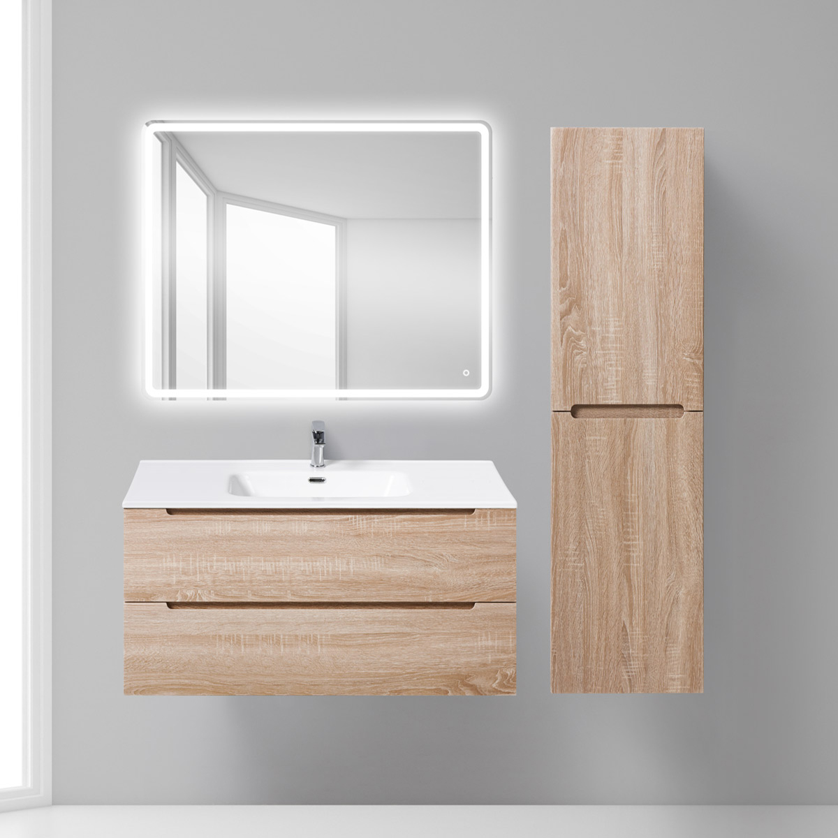 Тумба с раковиной BelBagno Etna 100 rovere bianco - 1