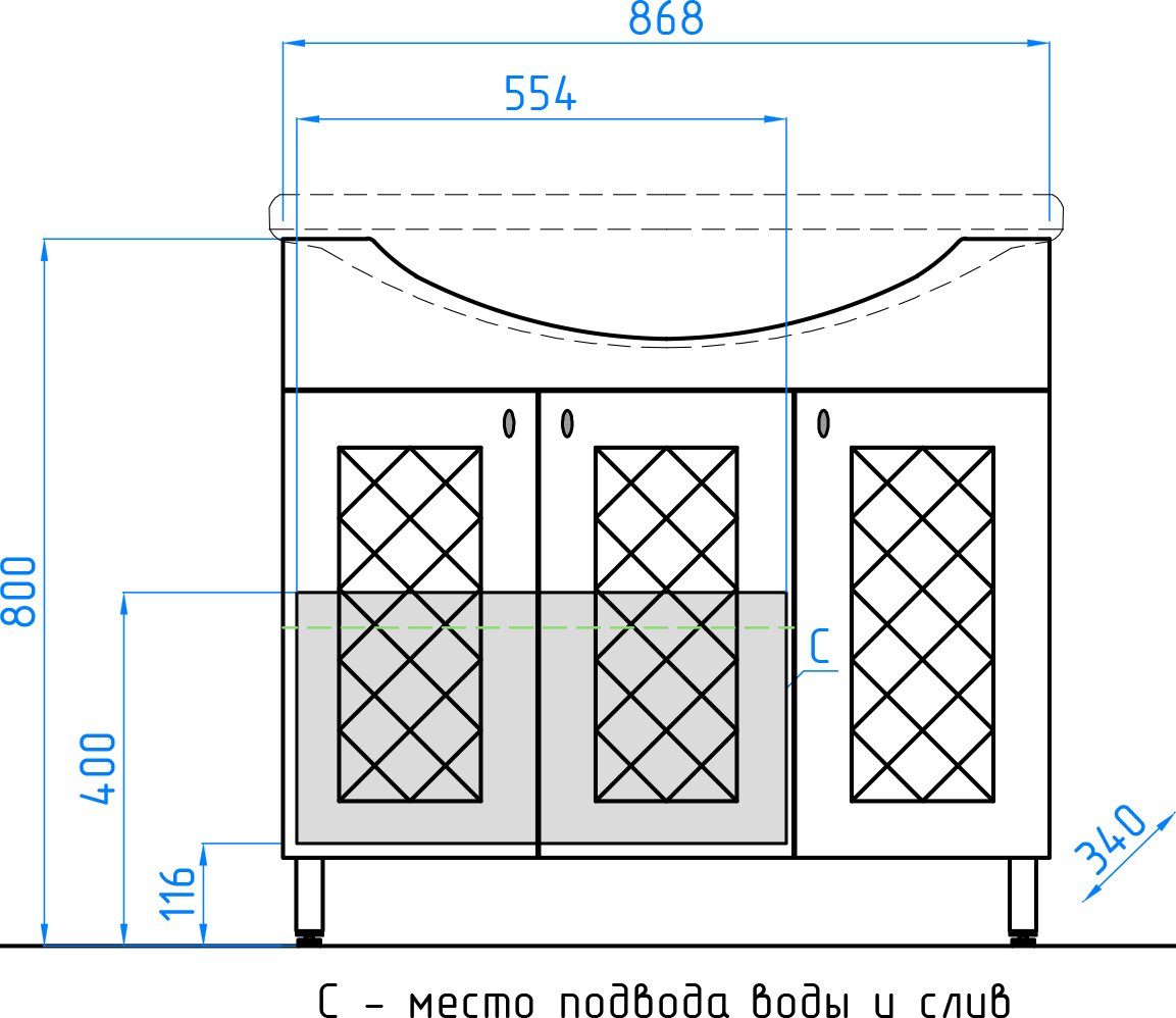 Тумба с раковиной Style Line Канна 90 белая - 8