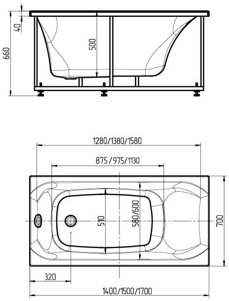 Акриловая ванна Aquatek Альфа 170x70 см ALF170-0000007 с гидромассажем, белый - 1