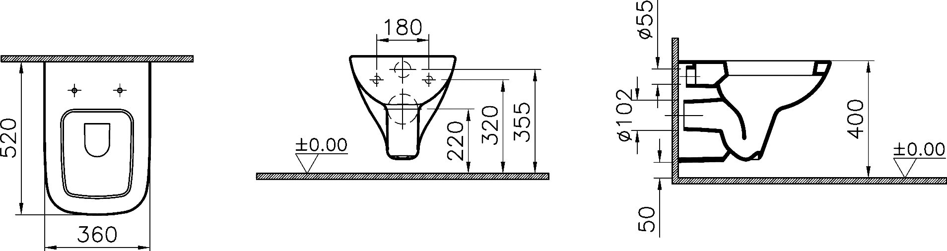 Чаша для подвесного унитаза Vitra S20 белый, без сиденья  5507B003-0101 - 6