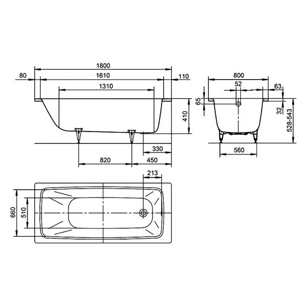 Стальная ванна Kaldewei Cayono 751 с покрытием Anti-Slip и Easy-Clean 180x80 275130003001 - 3