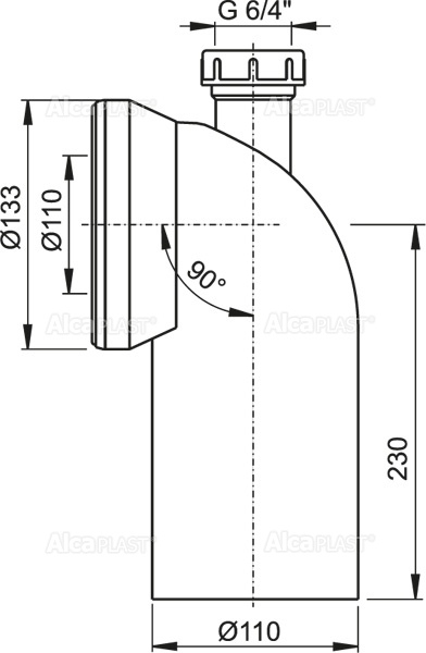 Колено для унитаза 90ْ с присоединением на D-40 A90-90P40 - 1