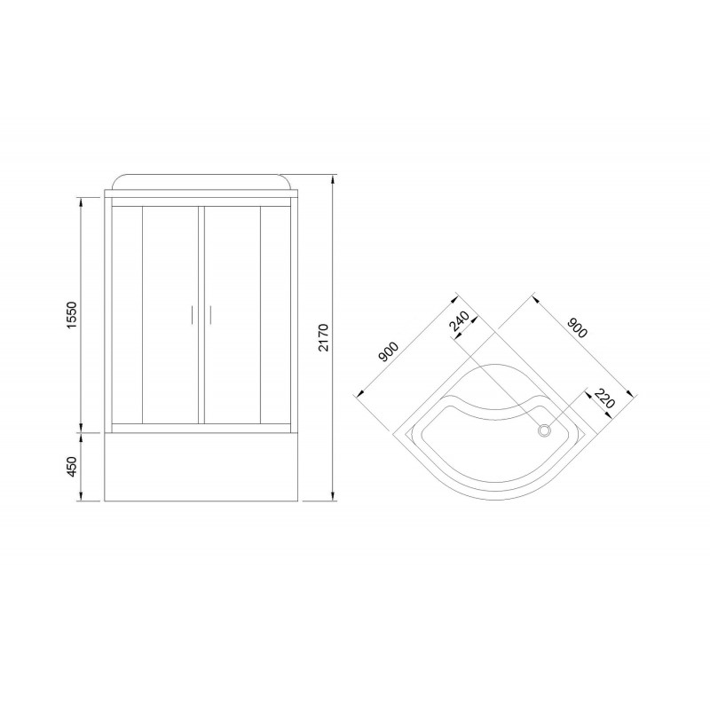 Душевая кабина Royal Bath 90х90 хром стекло прозрачное с гидромассажем RB90BK2-T-CH-EL - 1